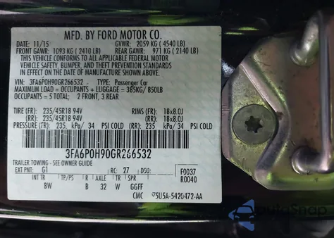 2016 Ford Fusion Se z USA, uszkodzony, nr VIN 3FA6P0H90GR266532